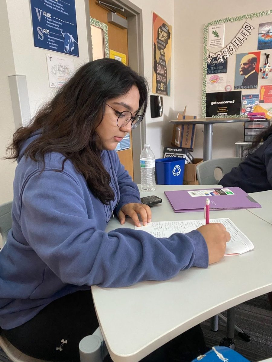 Gayathri Vanka,12, is studying for a test in AP Psychology.