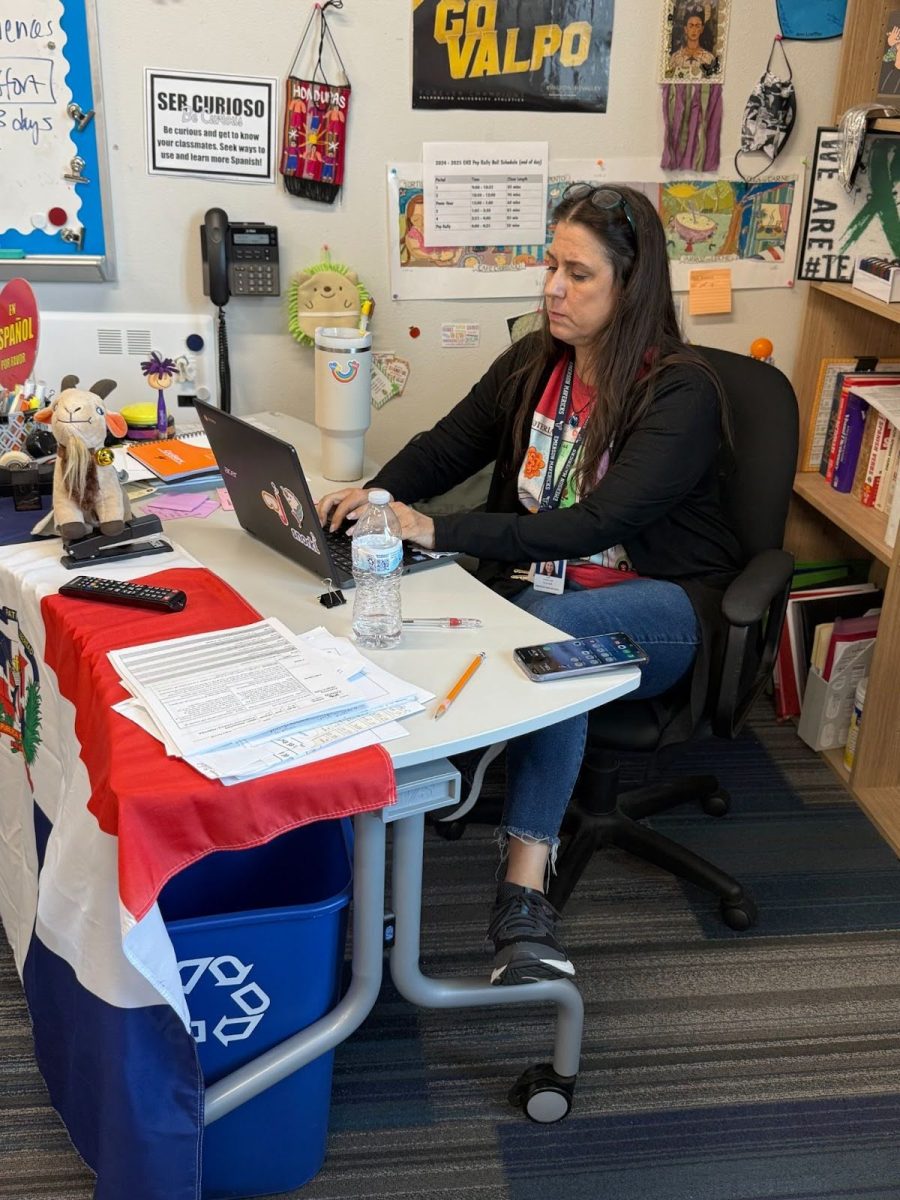 Loeffler works on improving fun interactive lessons for her students (Emily Clemens)