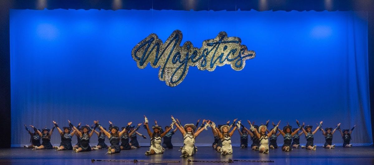 The Majestics end their spring show in a jump split, the finale to a successful year.