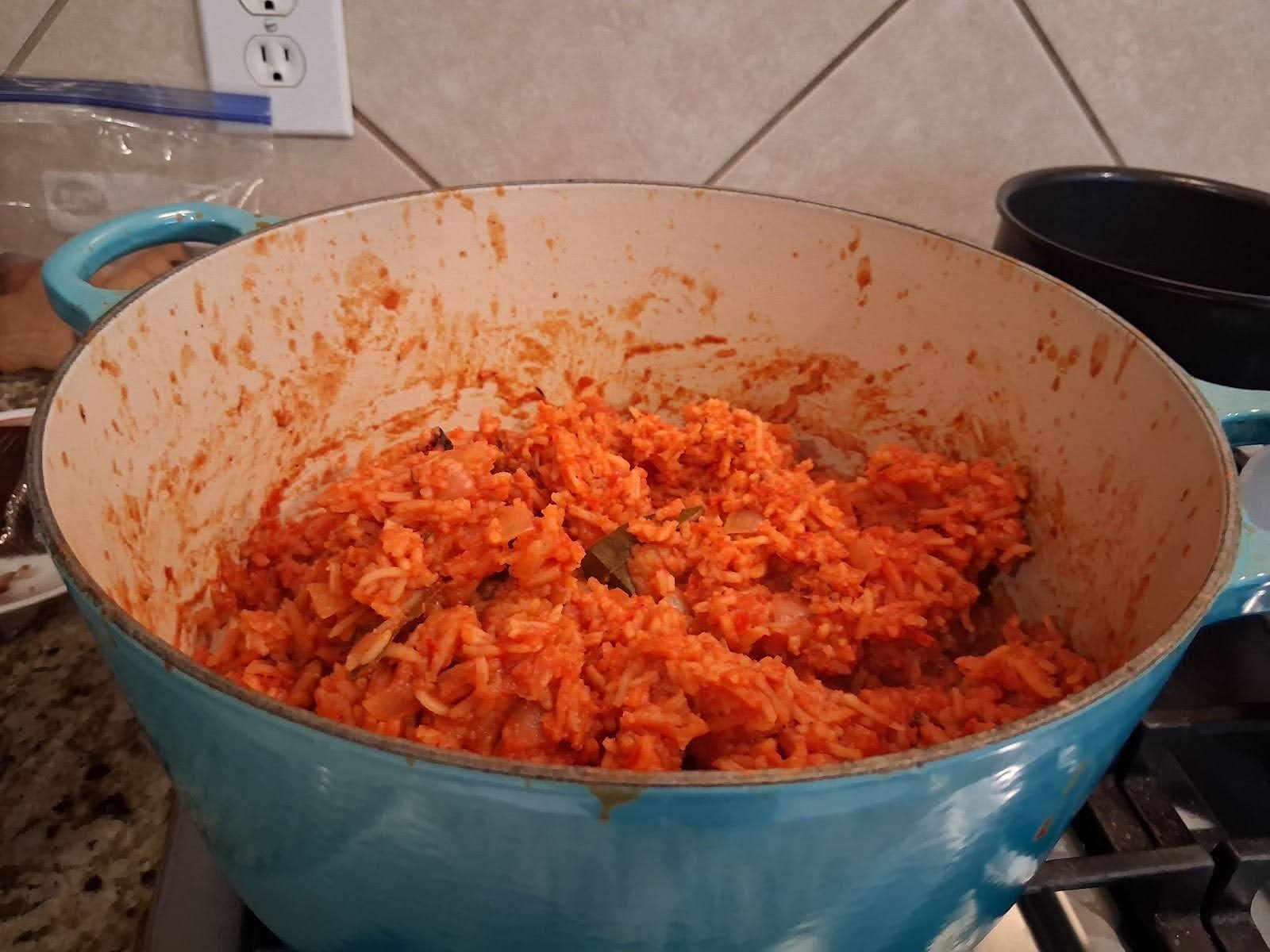 Jollof rice is a West African dish cooked especially during holidays such as Kwanzaa, which celebrates African culture.