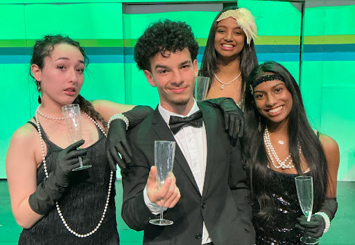 Grace Torres,12, John Pacheco,12, Lia Matthew,12, and Grace Sundereswaran,12, filming the prom theme announcement video. (Fariha Shadiq)
