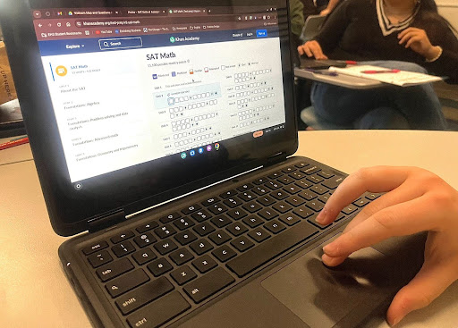 Student using the Khan Academy website to study for the SAT.
